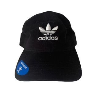 New Black Adidas w White Logo Adjustable Cap